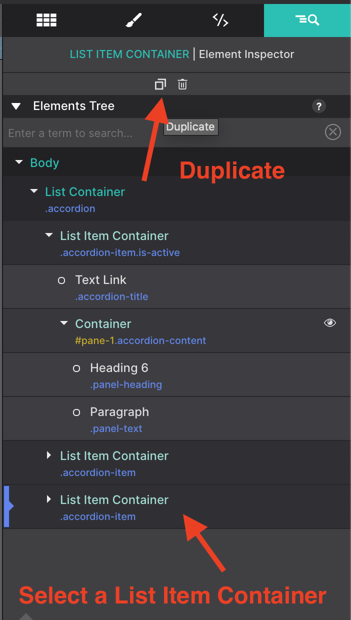 Duplicate List Item Container and Children