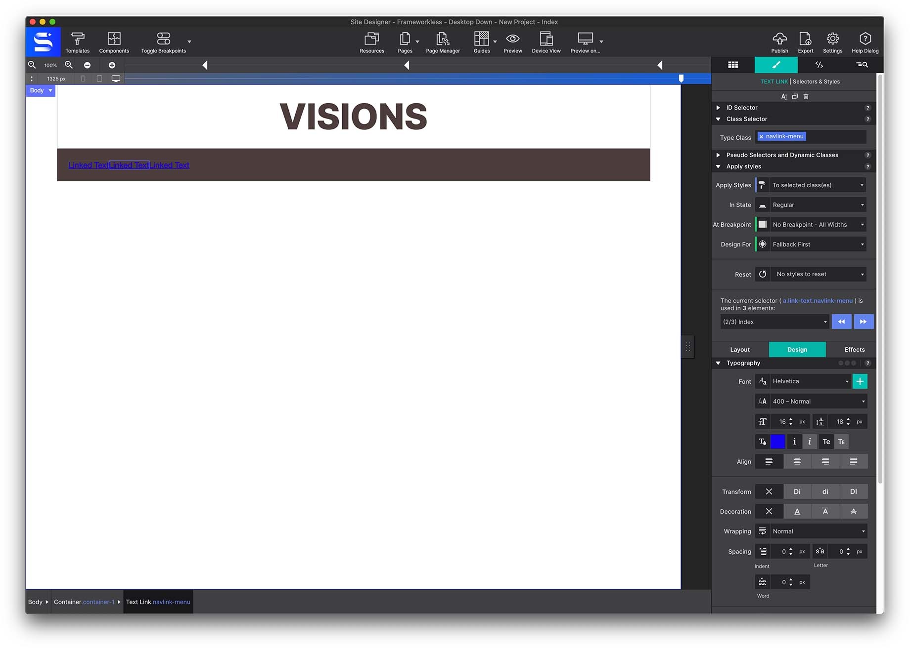 Navigation Menu Class